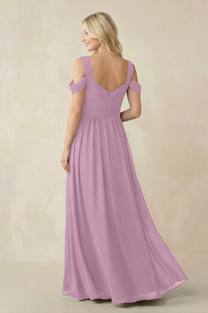 Chiffon A-Line Bridesmaid Dress with Slit  in Wisteria - SHE IS ME BRIDESMAID DRESSES