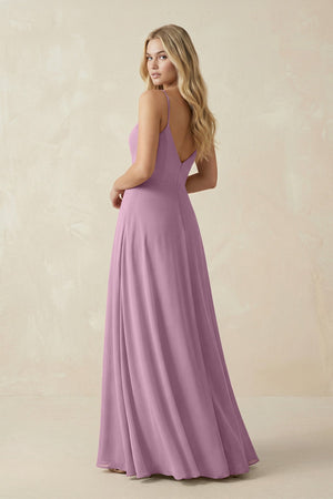 Cami Strap A-Line Chiffon Bridesmaid Dress with Slit in Wisteria - SHE IS ME BRIDESMAID DRESSES
