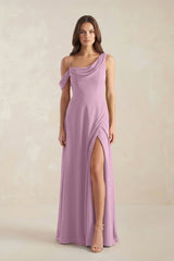 One-Shoulder Chiffon A-Line Bridesmaid Dress in Wisteria - KISS BRIDAL BRIDESMAID DRESSES