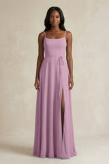 A-Line Spaghetti Straps Chiffon Bridesmaid Dress in Wisteria - KISS BRIDAL BRIDESMAID DRESSES