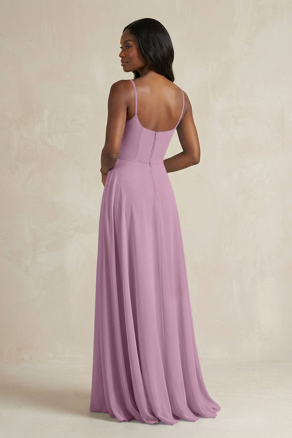 A-Line Spaghetti Straps Chiffon Bridesmaid Dress in Wisteria - KISS BRIDAL BRIDESMAID DRESSES