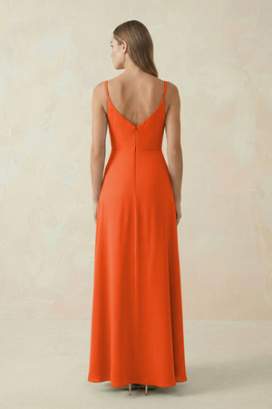 Cinnamon Cami Strap A-Line Chiffon Bridesmaid Dress (2) | KISSBRIDAL