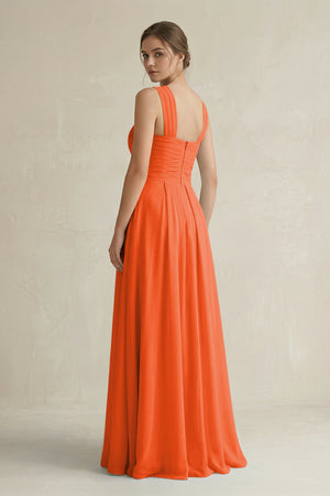 Cinnamon Cross Halter Chiffon A-Line Pleated Bridesmaid Dress (2) | KISSBRIDAL