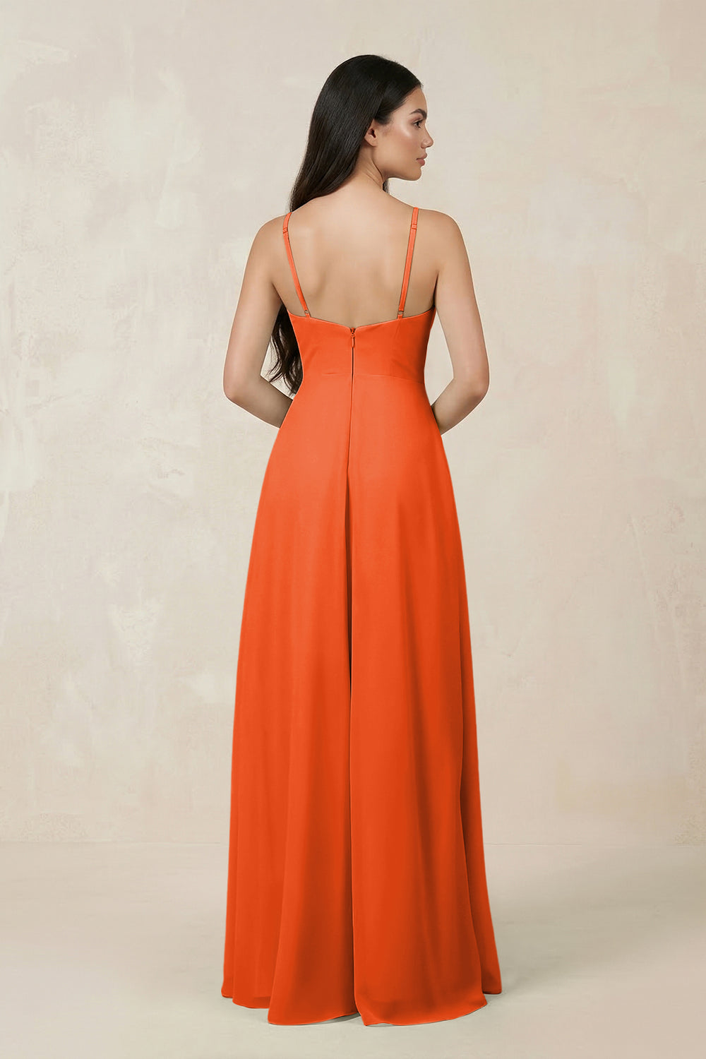 Halter Chiffon A-Line Bridesmaid Dress With Slit in Cinnamon