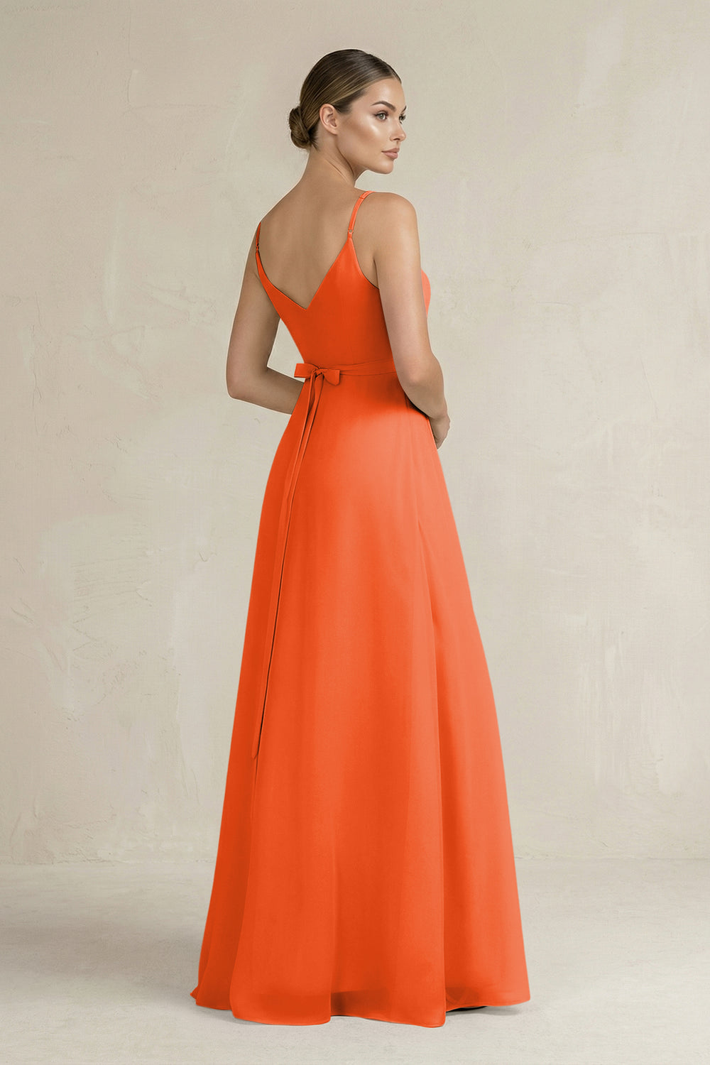 Ruched A-Line Chiffon Bridesmaid Dress with Slit in Cinnamon