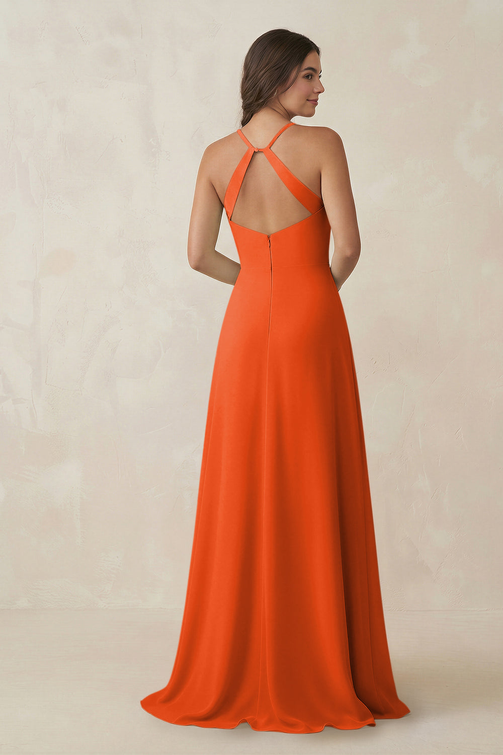 Ruched Sheath Chiffon Bridesmaid Dress in Cinnamon