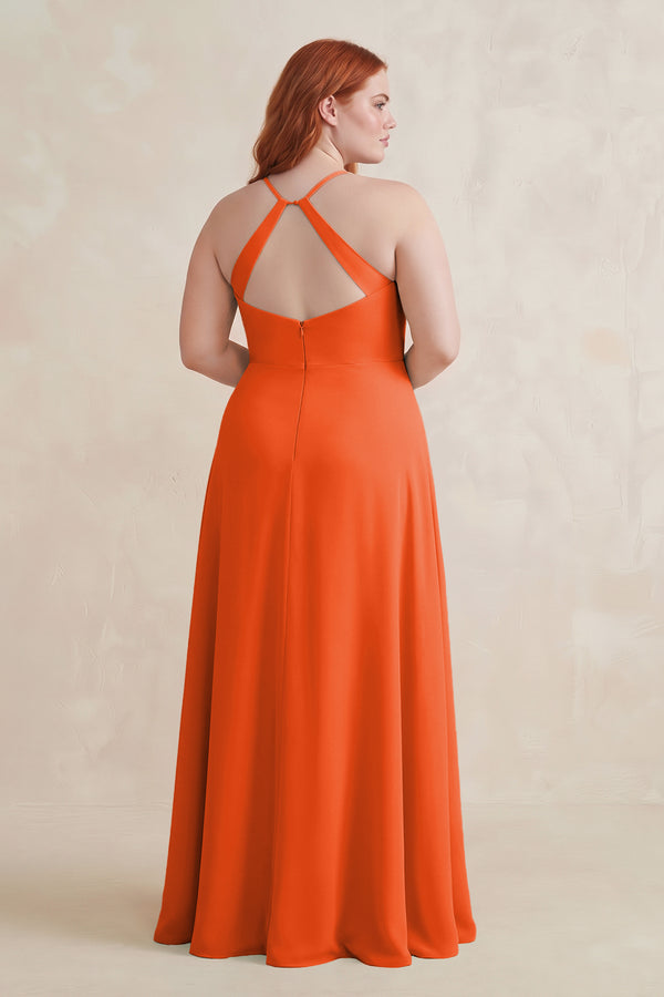 Cinnamon Ruched Sheath Chiffon Bridesmaid Dress (2) | KISSBRIDAL