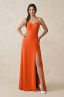 Cinnamon Ruched Sheath Chiffon Bridesmaid Dress | KISSBRIDAL