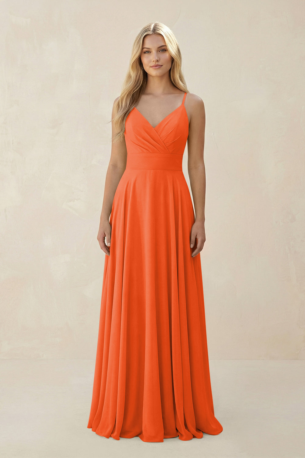 Spaghetti Strap A-Line Chiffon Bridesmaid Dress in Cinnamon