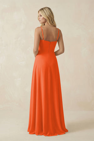 Cinnamon Spaghetti Strap Chiffon A-Line Bridesmaid Dress (2) | KISSBRIDAL