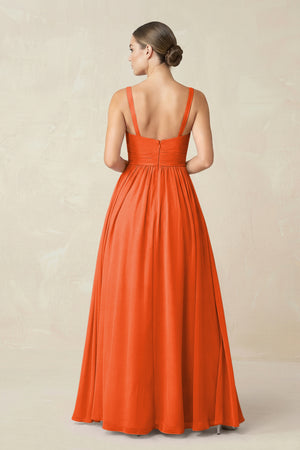 Cinnamon Sweetheart A-Line Chiffon Bridesmaid Dress with Slit in Cinnamon (2) | KISSBRIDAL