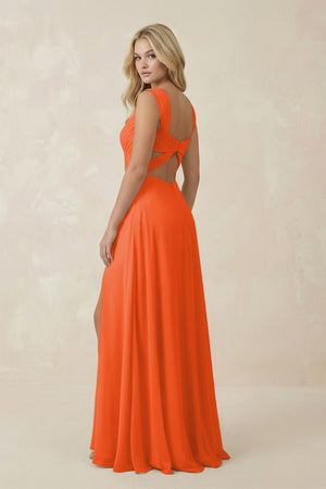 Cinnamon Sweetheart A-Line Chiffon Long Bridesmaid Dress (2) | KISSBRIDAL