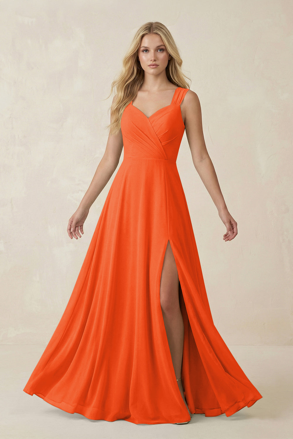 Sweetheart A-Line Chiffon Long Bridesmaid Dress in Cinnamon