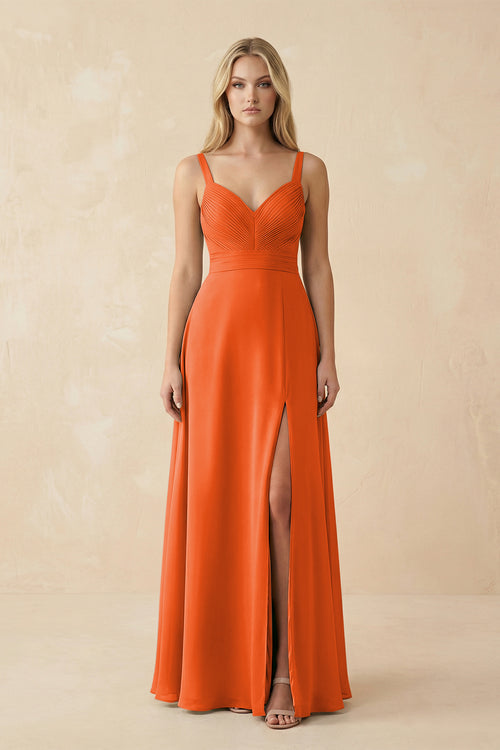 Cinnamon Sweetheart A-Line Pleated Chiffon Bridesmaid Dress | KISSBRIDAL
