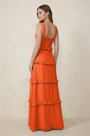 Cinnamon Sweetheart Tiered A-Line Chiffon Bridesmaid Dress (2) | KISSBRIDAL