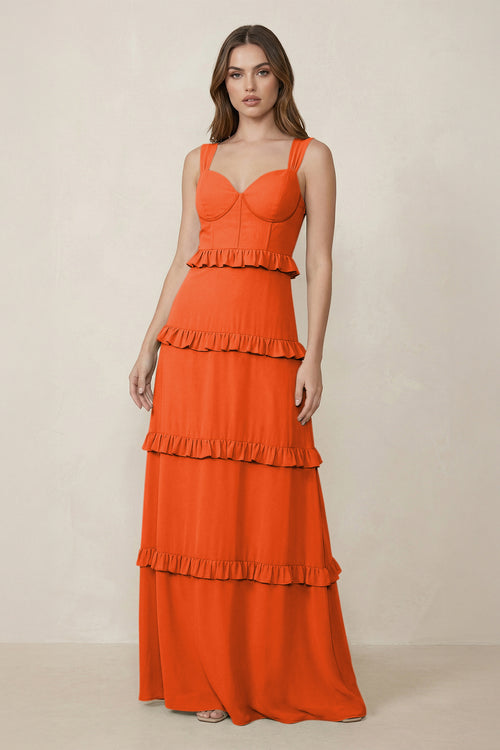 Cinnamon Sweetheart Tiered A-Line Chiffon Bridesmaid Dress | KISSBRIDAL