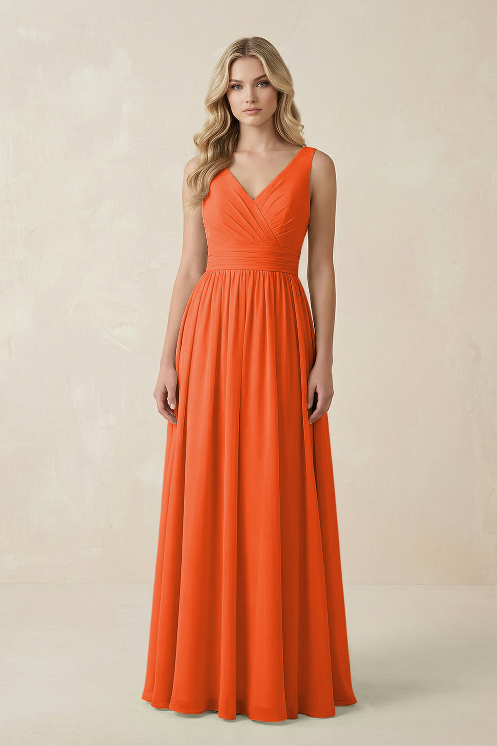 V-Neck A-Line Bridesmaid Dress with Back Bow in Cinnamon