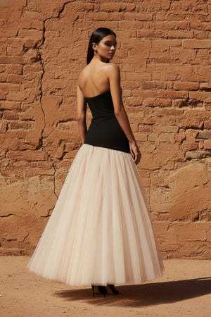 Corset Gown in Black and Beige - SHE IS ME