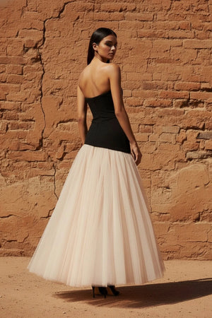 Corset Gown in Black and Beige - SHE IS ME