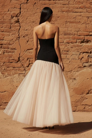 Corset Gown in Black and Beige - SHE IS ME