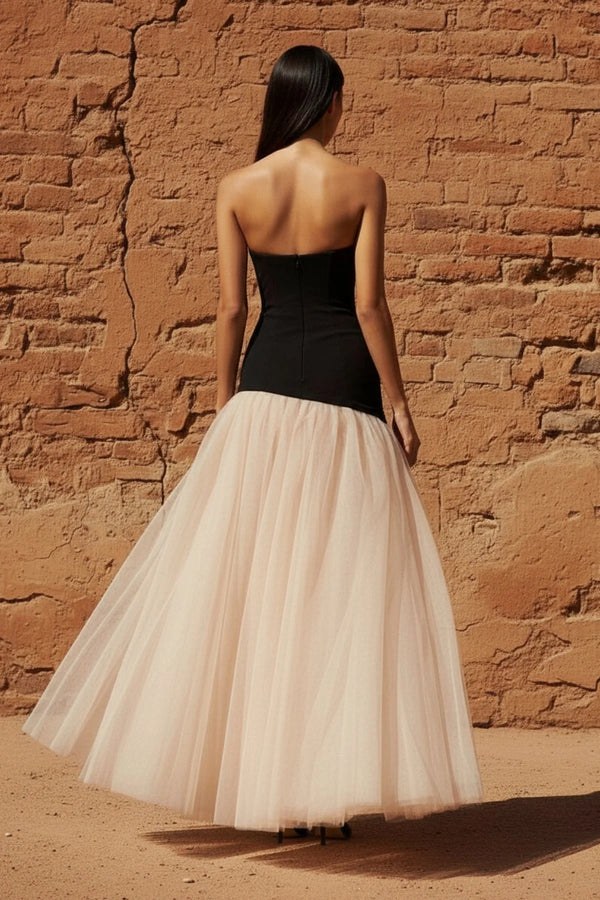 Corset Gown in Black and Beige - SHE IS ME