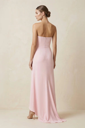 Cowl Neck High Low Maxi Dress in Pink - SHE IS ME PROM DRESSES