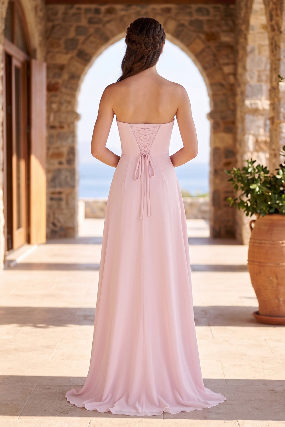 Cowl Neck High Low Maxi Dress in Pink