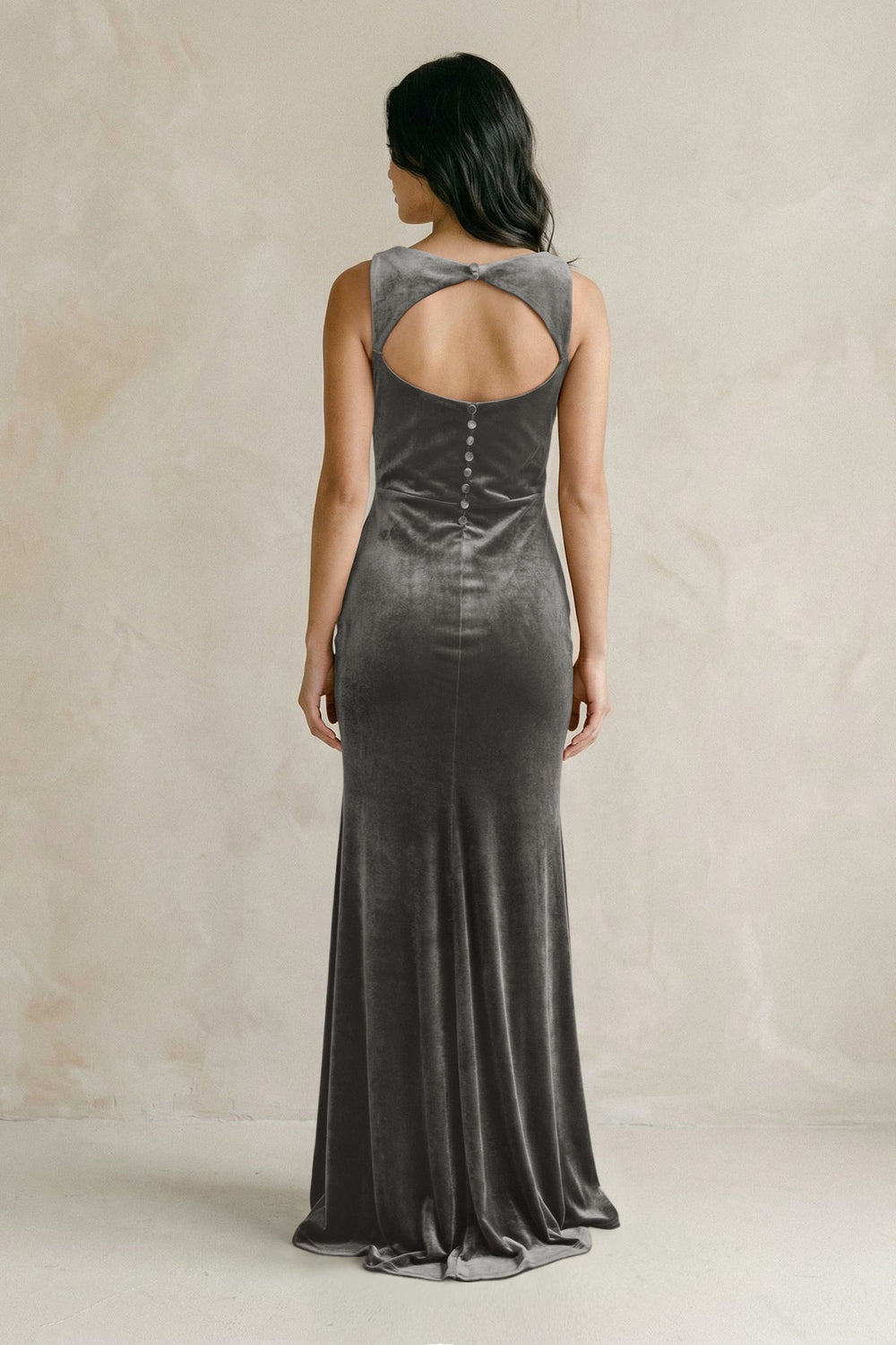 Cowl Neck Mermaid Velvet Bridesmaid Dress in Frost - KISS BRIDAL Bridesmaid Dresses