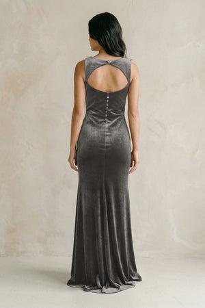 Cowl Neck Mermaid Velvet Bridesmaid Dress in Frost - KISS BRIDAL Bridesmaid Dresses