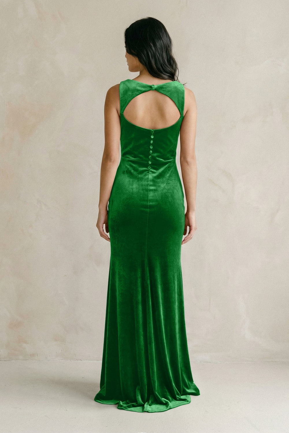 Cowl Neck Mermaid Velvet Bridesmaid Dress in Green - KISS BRIDAL Bridesmaid Dresses