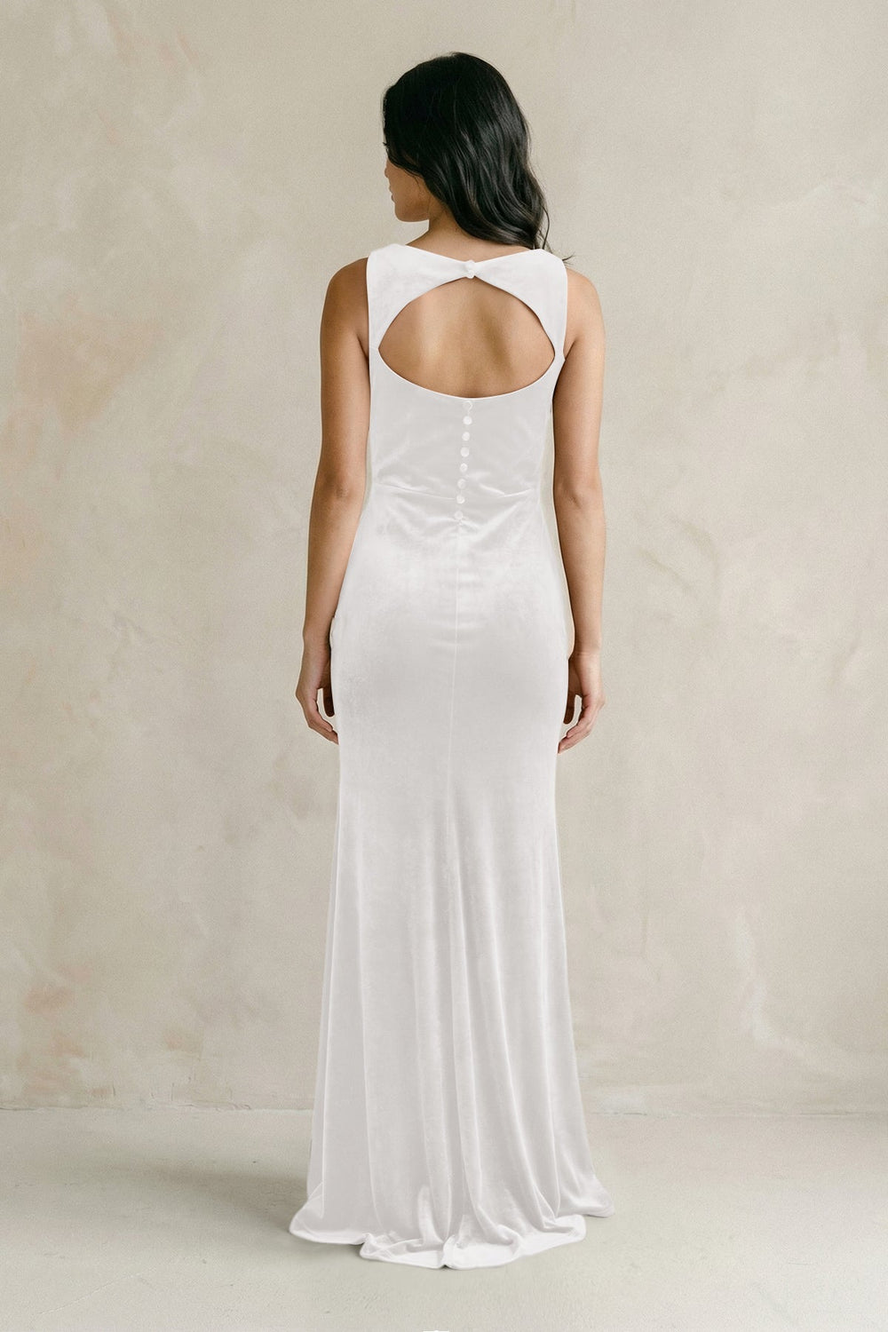 Cowl Neck Mermaid Velvet Bridesmaid Dress in Ivory - KISS BRIDAL Bridesmaid Dresses
