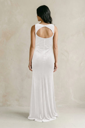 Cowl Neck Mermaid Velvet Bridesmaid Dress in Ivory - KISS BRIDAL Bridesmaid Dresses