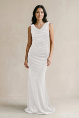 Cowl Neck Mermaid Velvet Bridesmaid Dress in Ivory - KISS BRIDAL Bridesmaid Dresses