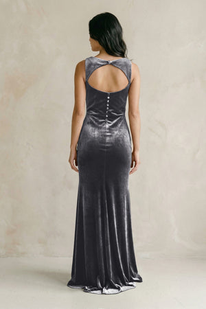 Cowl Neck Mermaid Velvet Bridesmaid Dress in Neptune - KISS BRIDAL Bridesmaid Dresses