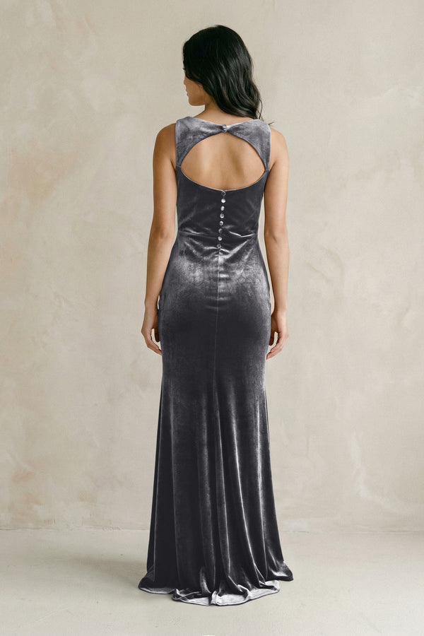 Cowl Neck Mermaid Velvet Bridesmaid Dress in Neptune - KISS BRIDAL Bridesmaid Dresses
