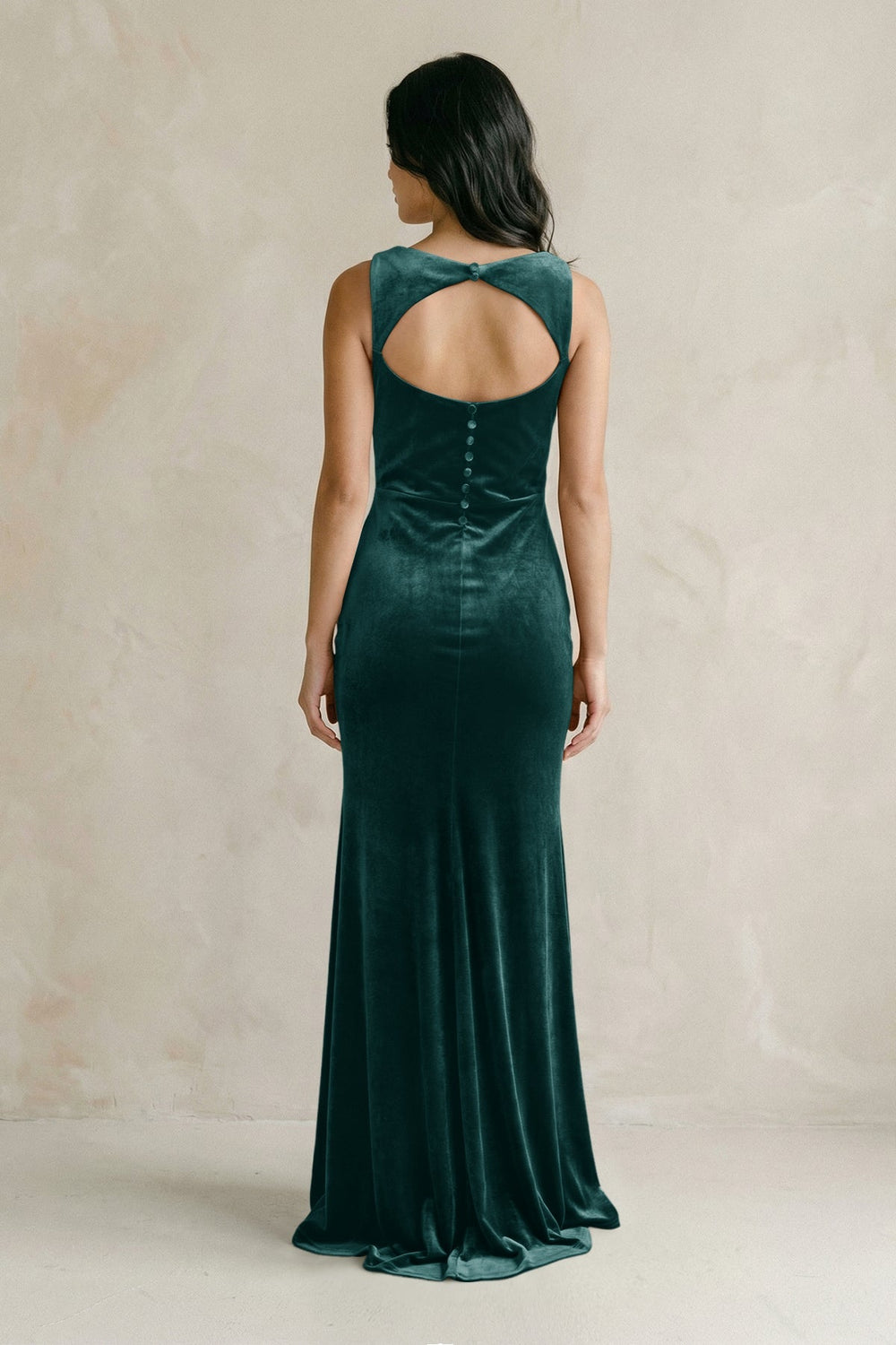 Cowl Neck Mermaid Velvet Bridesmaid Dress in Pine - KISS BRIDAL Bridesmaid Dresses