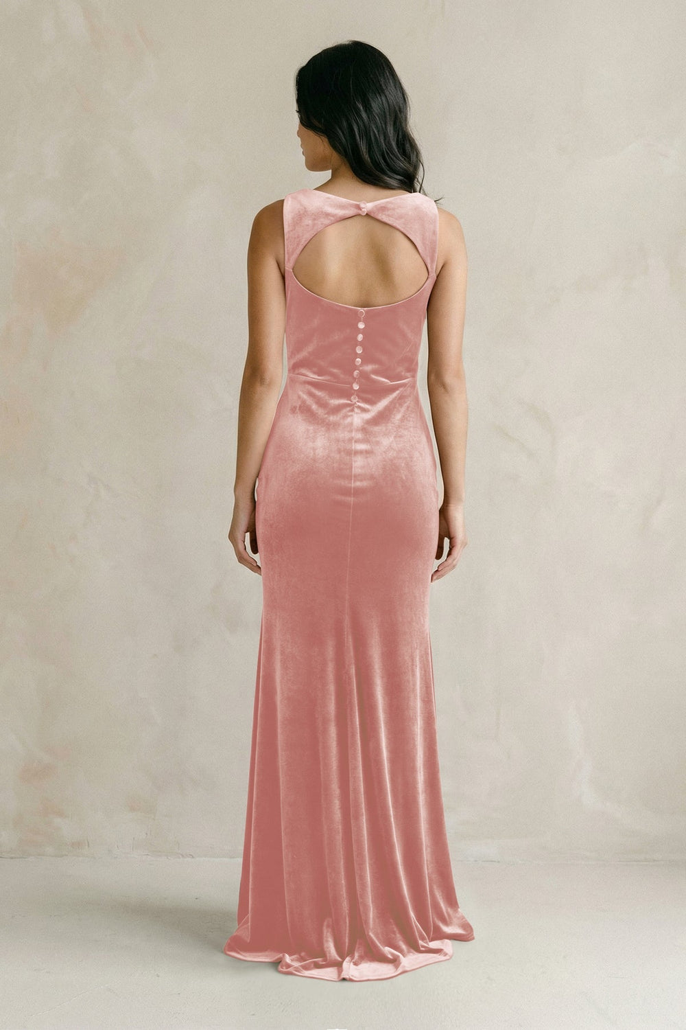 Cowl Neck Mermaid Velvet Bridesmaid Dress in Rose Petal - KISS BRIDAL Bridesmaid Dresses