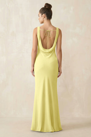 Cowl Neck Sheath Chiffon Bridesmaid Dress in Buttercup - KISS BRIDAL Bridesmaid Dresses