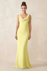 Cowl Neck Sheath Chiffon Bridesmaid Dress in Buttercup - KISS BRIDAL Bridesmaid Dresses