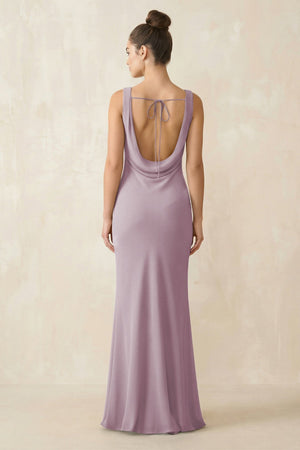 Cowl Neck Sheath Chiffon Bridesmaid Dress in Dusk - KISS BRIDAL Bridesmaid Dresses