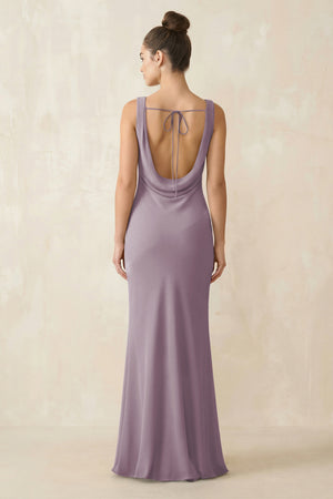 Cowl Neck Sheath Chiffon Bridesmaid Dress in Dusk - KISS BRIDAL Bridesmaid Dresses
