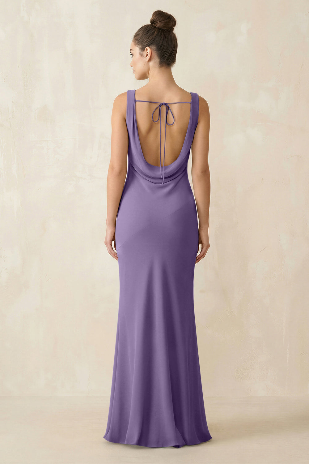 Cowl Neck Sheath Chiffon Bridesmaid Dress in Tahiti