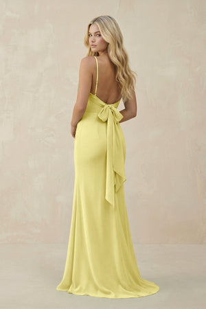 Cowl Neck Sheath Chiffon Bridesmaid Dress with Corset in Buttercup - KISS BRIDAL Bridesmaid Dresses