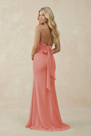 Cowl Neck Sheath Chiffon Bridesmaid Dress with Corset in Mulberry - KISS BRIDAL Bridesmaid Dresses