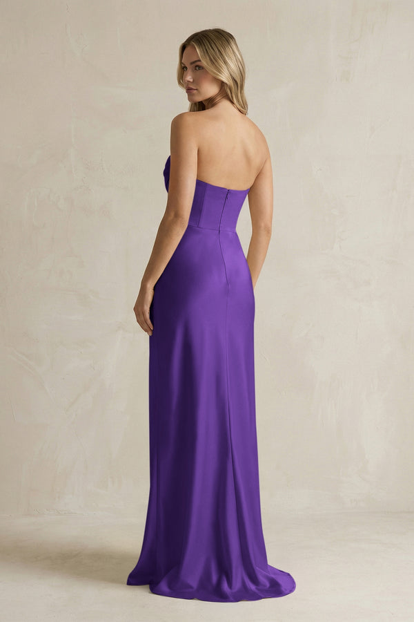 Cowl Neck Sheath Corset Bridesmaid Dress in Amethyst - KISS BRIDAL Bridesmaid Dresses