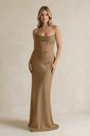 Cowl Neck Sheath Corset Bridesmaid Dress in Apple Cinnamon - KISS BRIDAL Bridesmaid Dresses