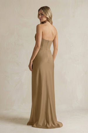 Cowl Neck Sheath Corset Bridesmaid Dress in Apple Cinnamon - KISS BRIDAL Bridesmaid Dresses