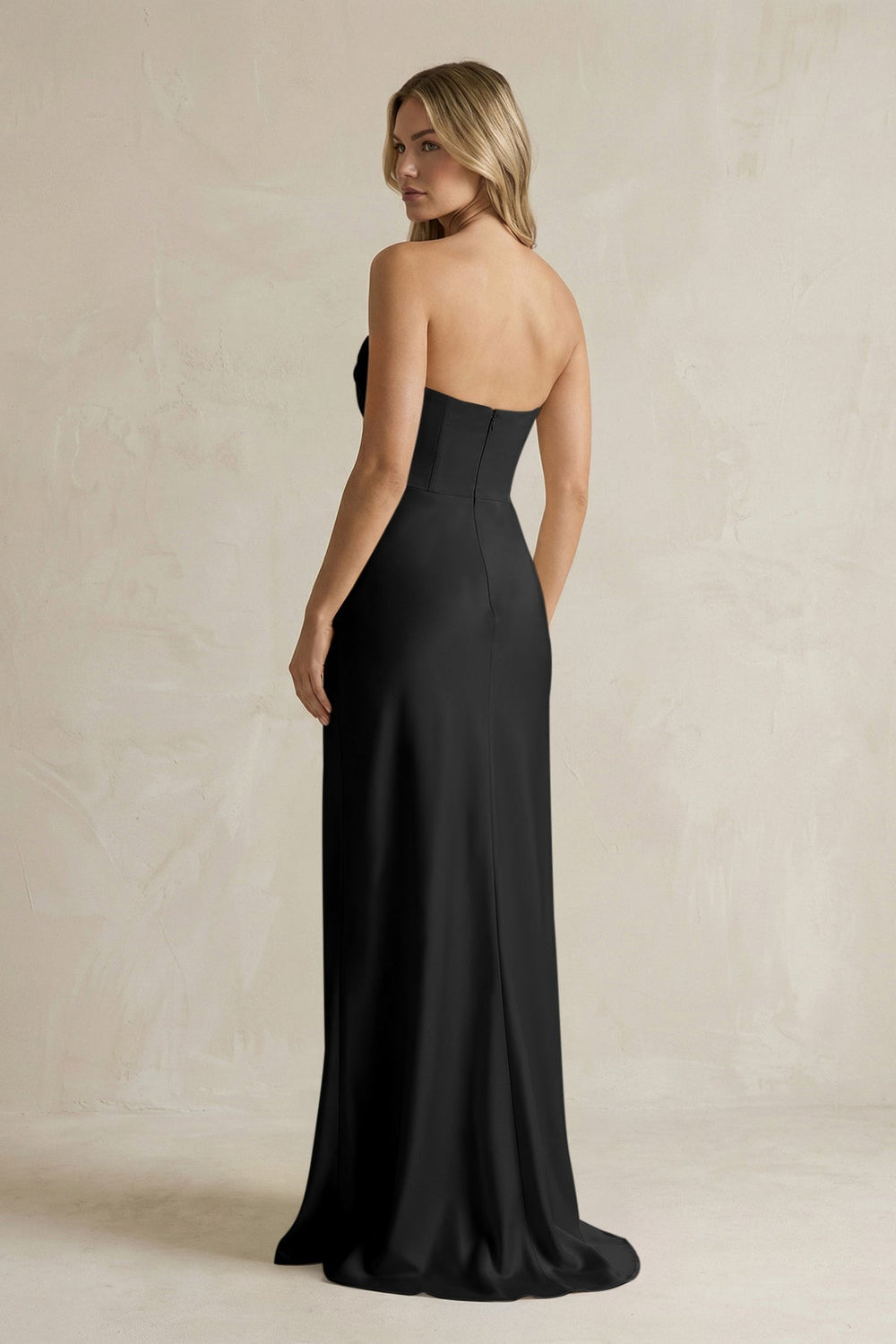 Cowl Neck Sheath Corset Bridesmaid Dress in Black - KISS BRIDAL Bridesmaid Dresses