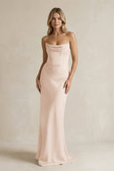 Cowl Neck Sheath Corset Bridesmaid Dress in Buttercream - KISS BRIDAL Bridesmaid Dresses