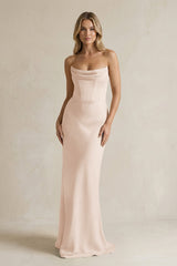 Cowl Neck Sheath Corset Bridesmaid Dress in Buttercream - KISS BRIDAL Bridesmaid Dresses